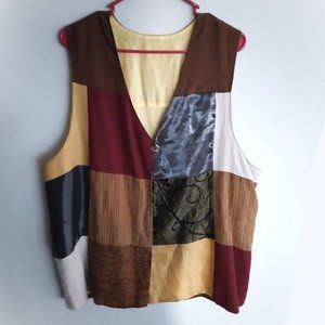 Indigo Moon Velvet Patchwork Vest XL